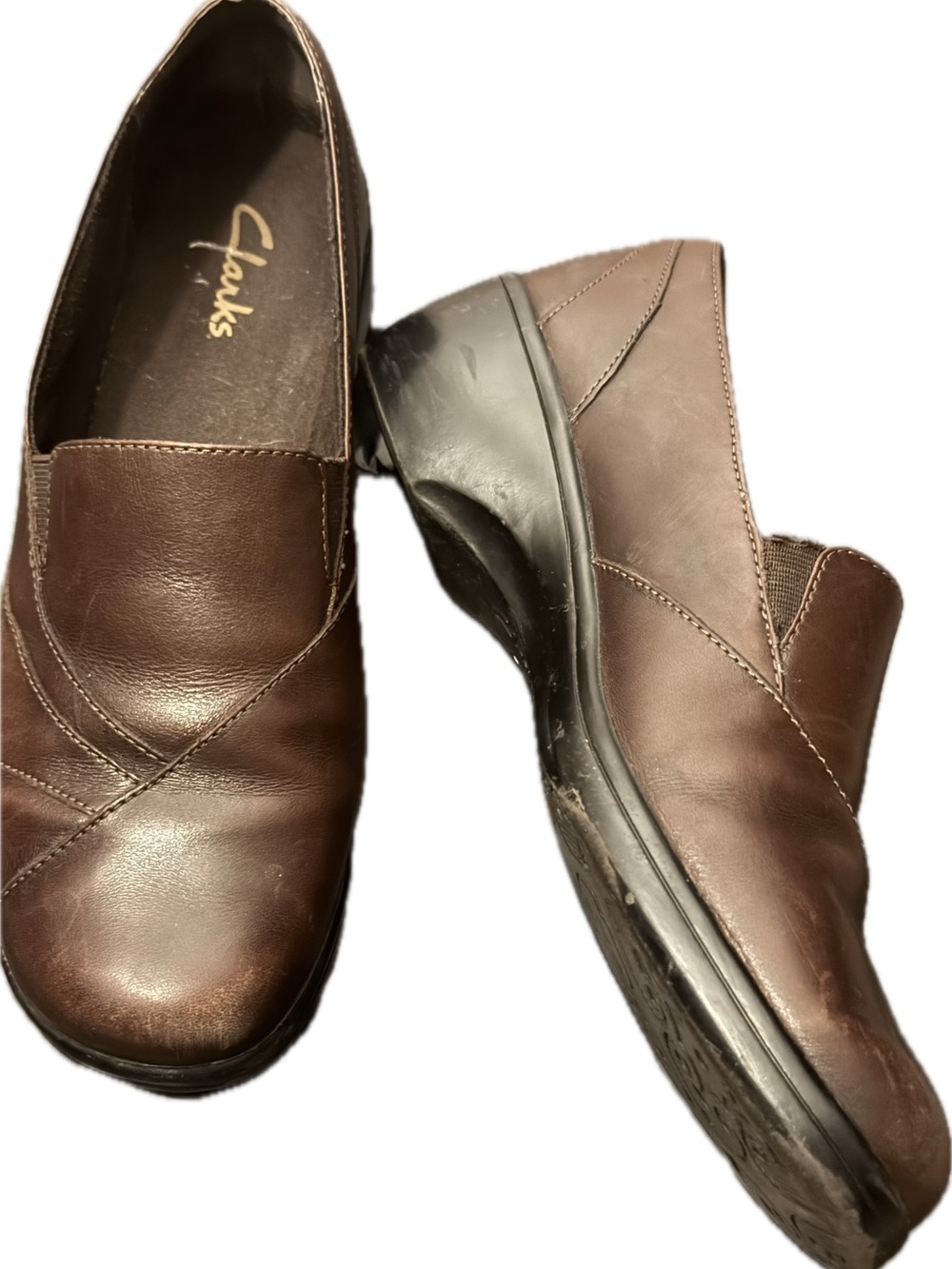 Clarks women’s Brown Leather Slip-On Comfort Shoes